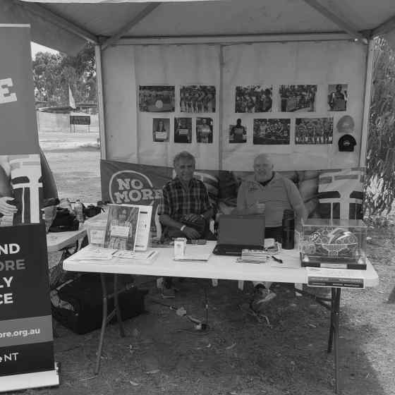 Charlie and Mal at the NO MORE Campaign stall.