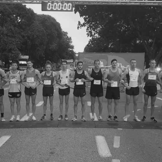 Men's Elite runners all link up to say NO MORE to family violence.