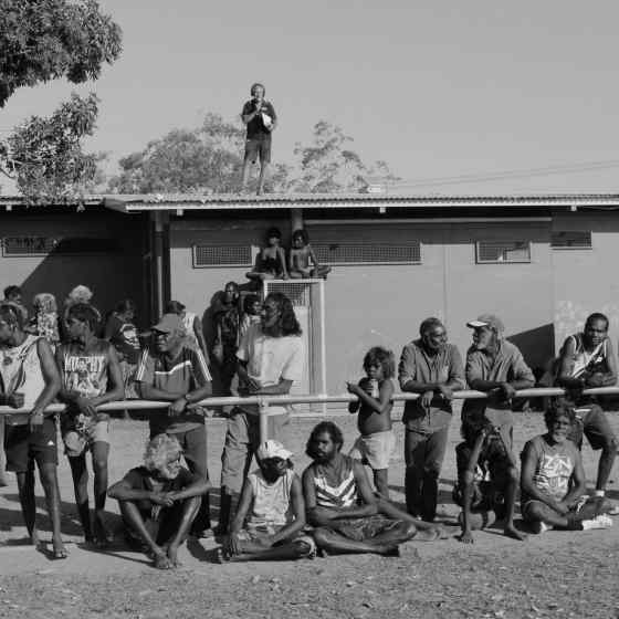 Charlie commentating from the rooftop.