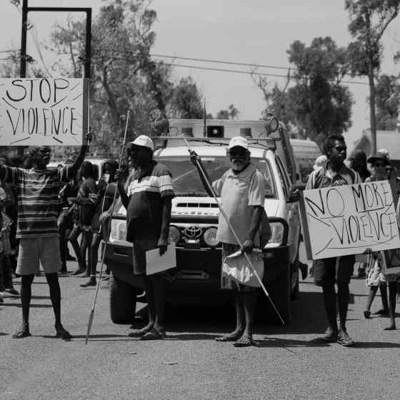 The people of Galiwinku march against family violence.