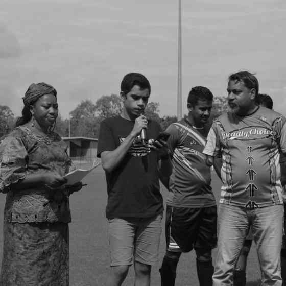 Richard Fejo Jr does the Welcome to Country from the Larrakia people.