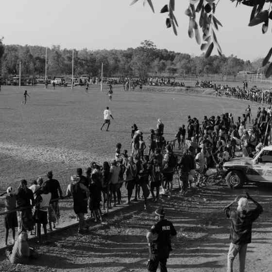Arial view of the ground and the supporters.