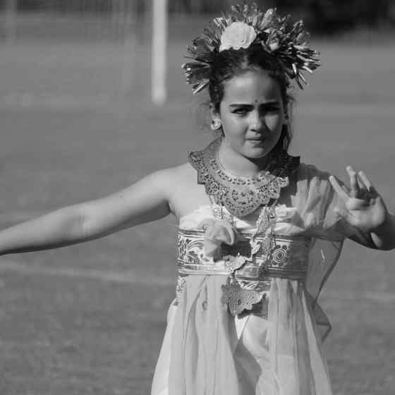 Balinese dancers performed at half time of the first game.