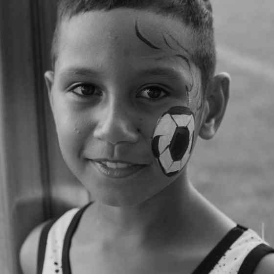 Getting into the soccer spirit.