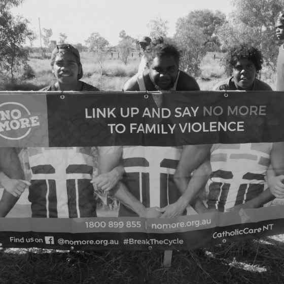 NO MORE Campaign signage around the ground.